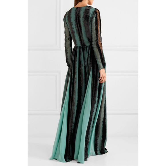 Elie Saab Lace Trimmed Devore Chiffon Gown - Picture 4 of 8